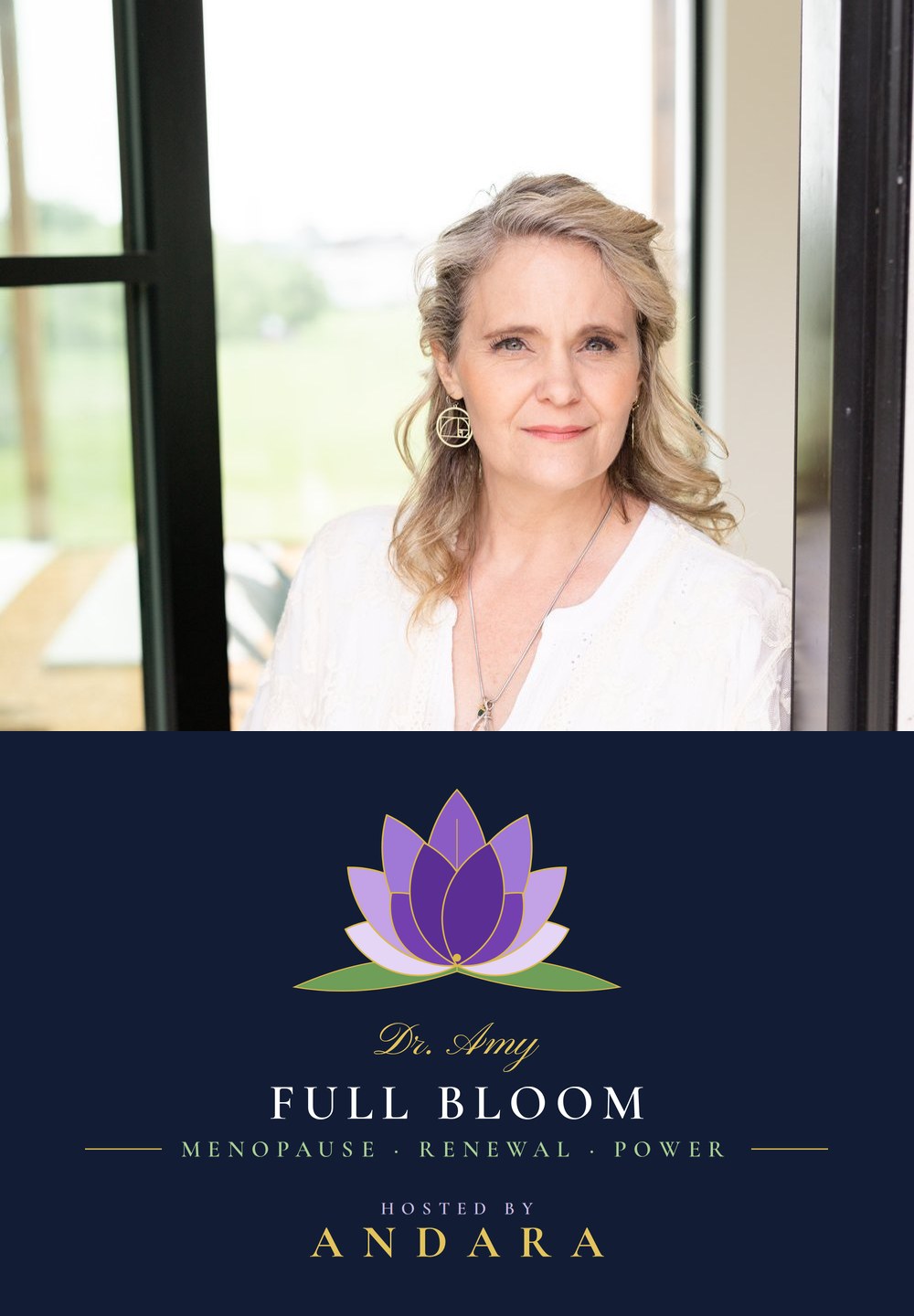 Dr. Amy with the Full Bloom logo