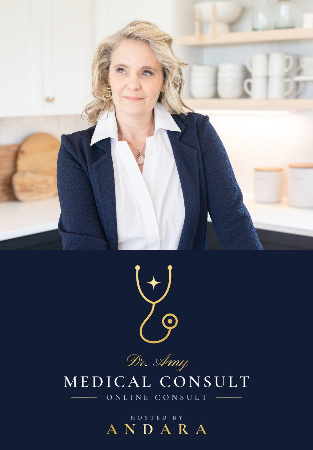 Dr. Amy, with the MEDICAL CONSULT stethoscope logo